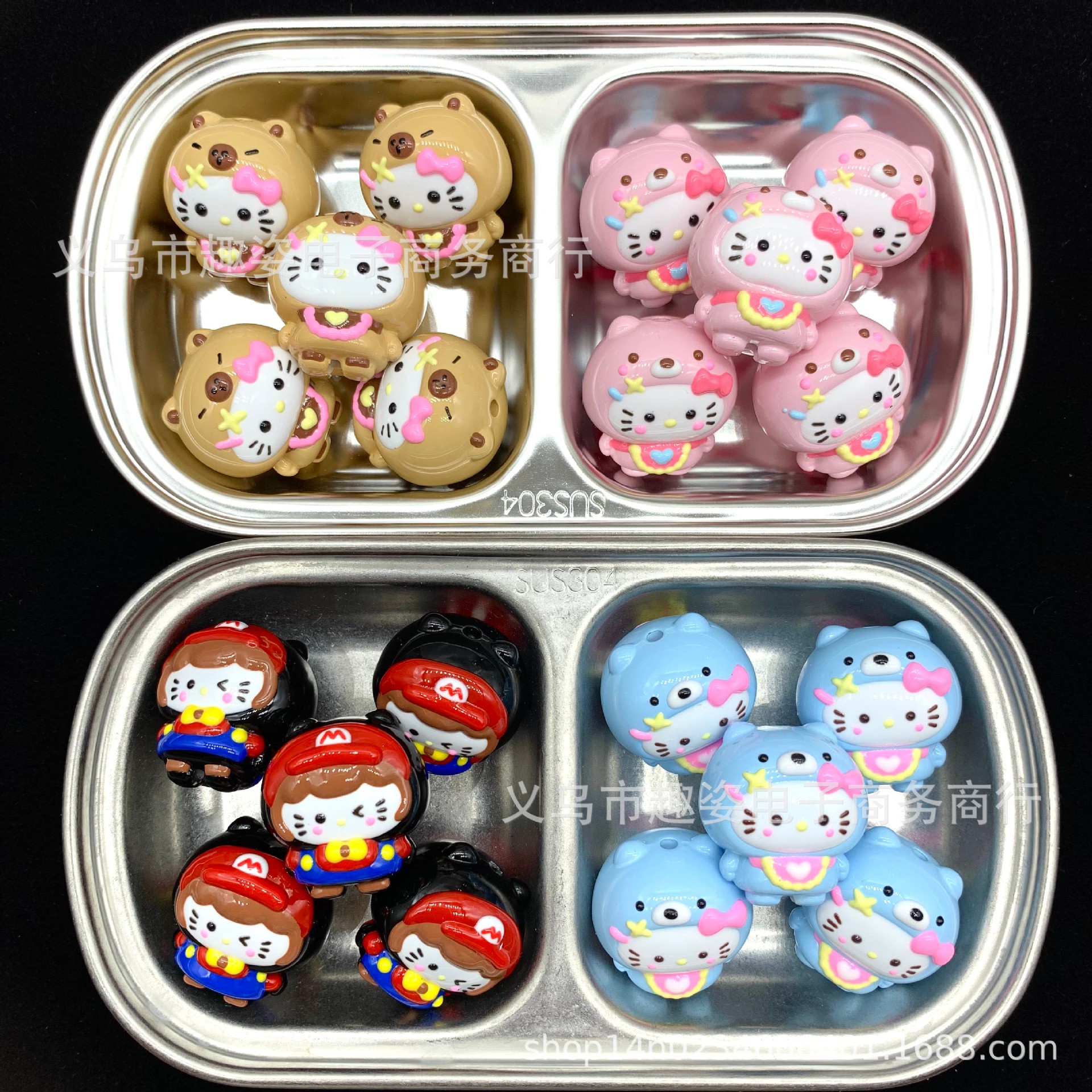 kitty胖墩墩重油手绘珠散珠串珠diy饰品配件手链手机链挂件萌粒笔