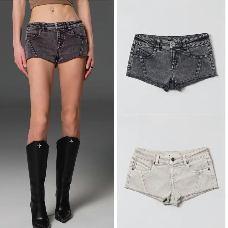 SK Vintage Low-Waist Denim Shorts [Cotton Summer Ultra-Short for Hot Girls]