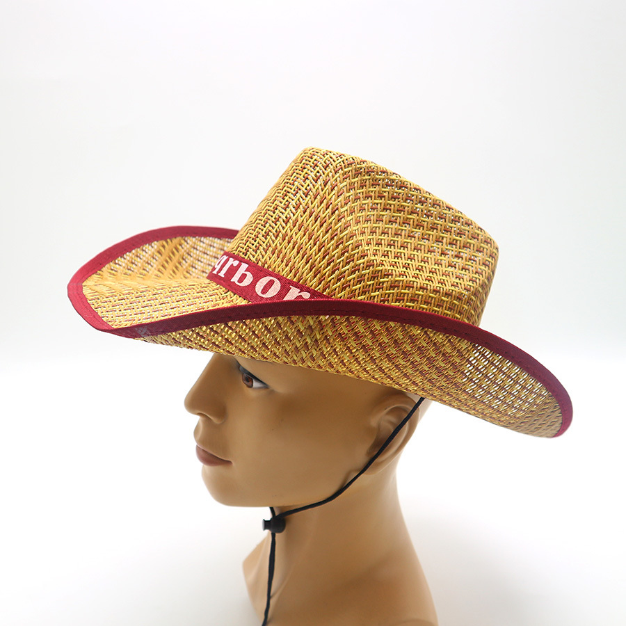 Sombrero de Paja Jazz con Ala Curva, Color Borgoña