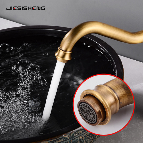 Basin faucet full copper antique European hot and cold water bathroom cabinet elevated single hole above counter basin retro faucet wholesale