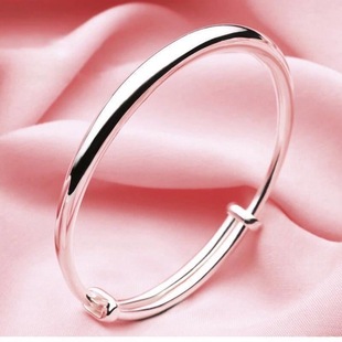 High imitation silver-plated smooth push-pull bracelet round belly smooth silver bracelet for grandma's mother's day round smooth push-pull