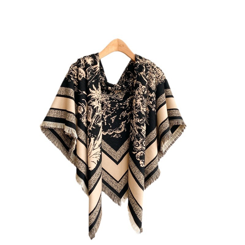 Écharpe en cachemire d'imitation chaude d'hiver avec pompons, écharpe carrée douce, confortable, épaisse et de grande taille, châle_voghion.com