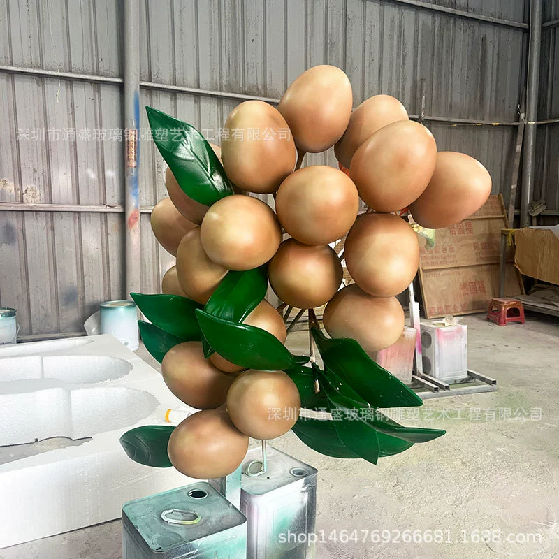 Имитация скульптуры лонгана из стекловолокна, ландшафтный дизайн сада, имитация фруктов из стекловолокна, модель желтой кожи, реквизит и украшения