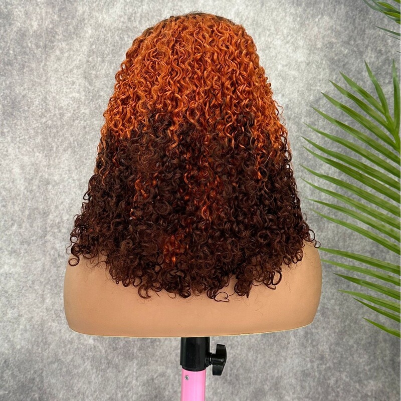 Export model 4X4 brown 14inch afro human hair wigs