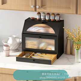 木质面包箱厨房餐具收纳盒调味架多层烘培点心盒食物面包展示箱