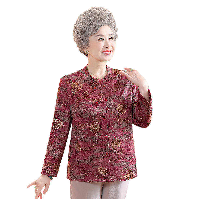 老年人秋装女长袖衬衫国风新中式妈妈装春秋天宽松薄外套奶奶衣服|undefined