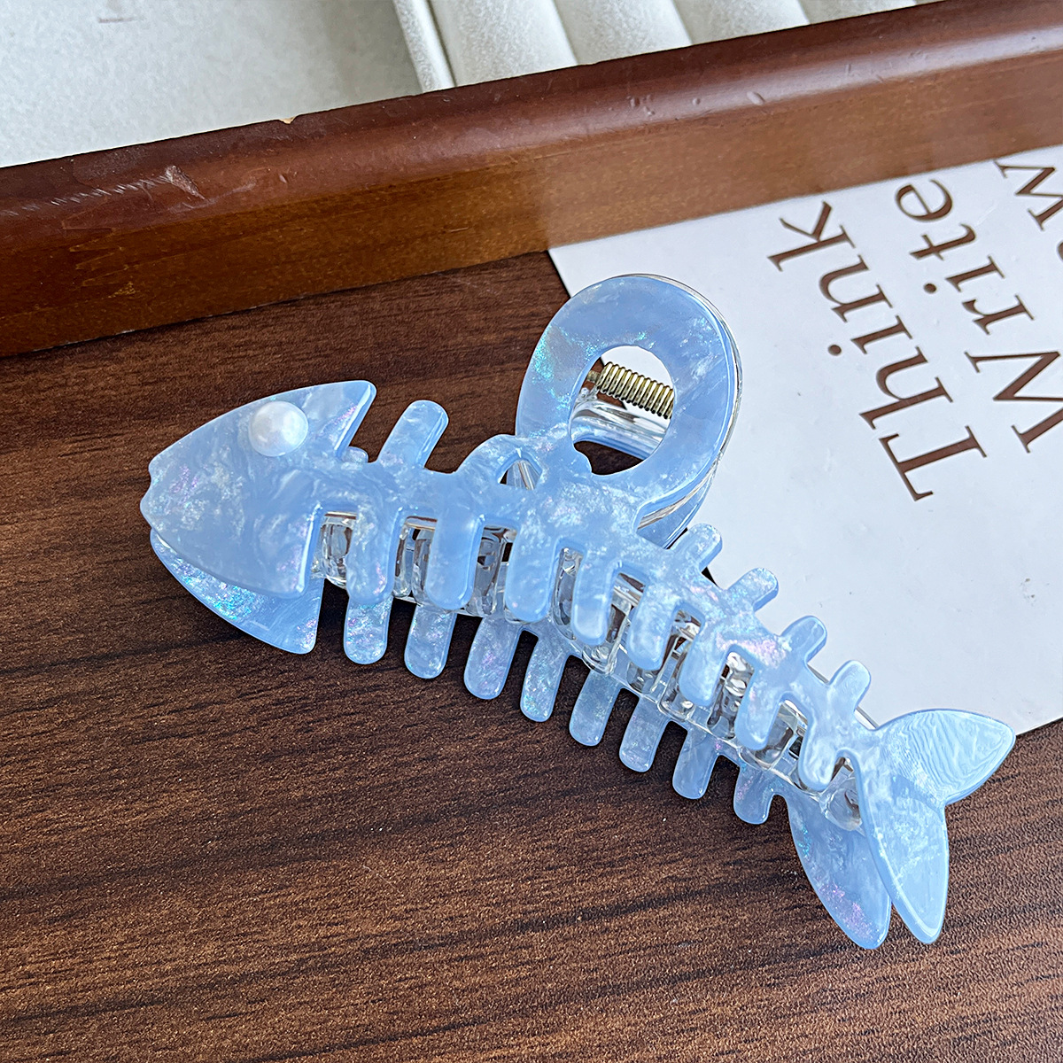 Pinza de pelo original de imitación de acetato con diseño de espina de pescado para cola de caballo y peinados recogidos, pinza de tiburón creativa y exquisita, accesorio de pelo lindo para princesas.