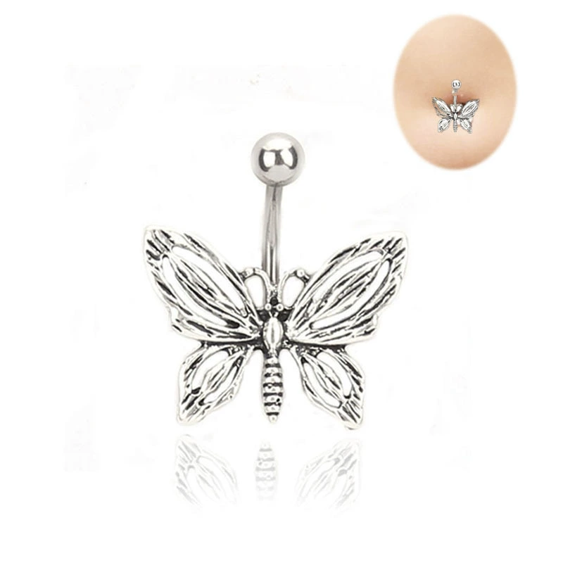 Новый дизайн персонализированной подвески-бабочки из натурального сплава, нержавеющая сталь, пирсинг для пупка и ногтей