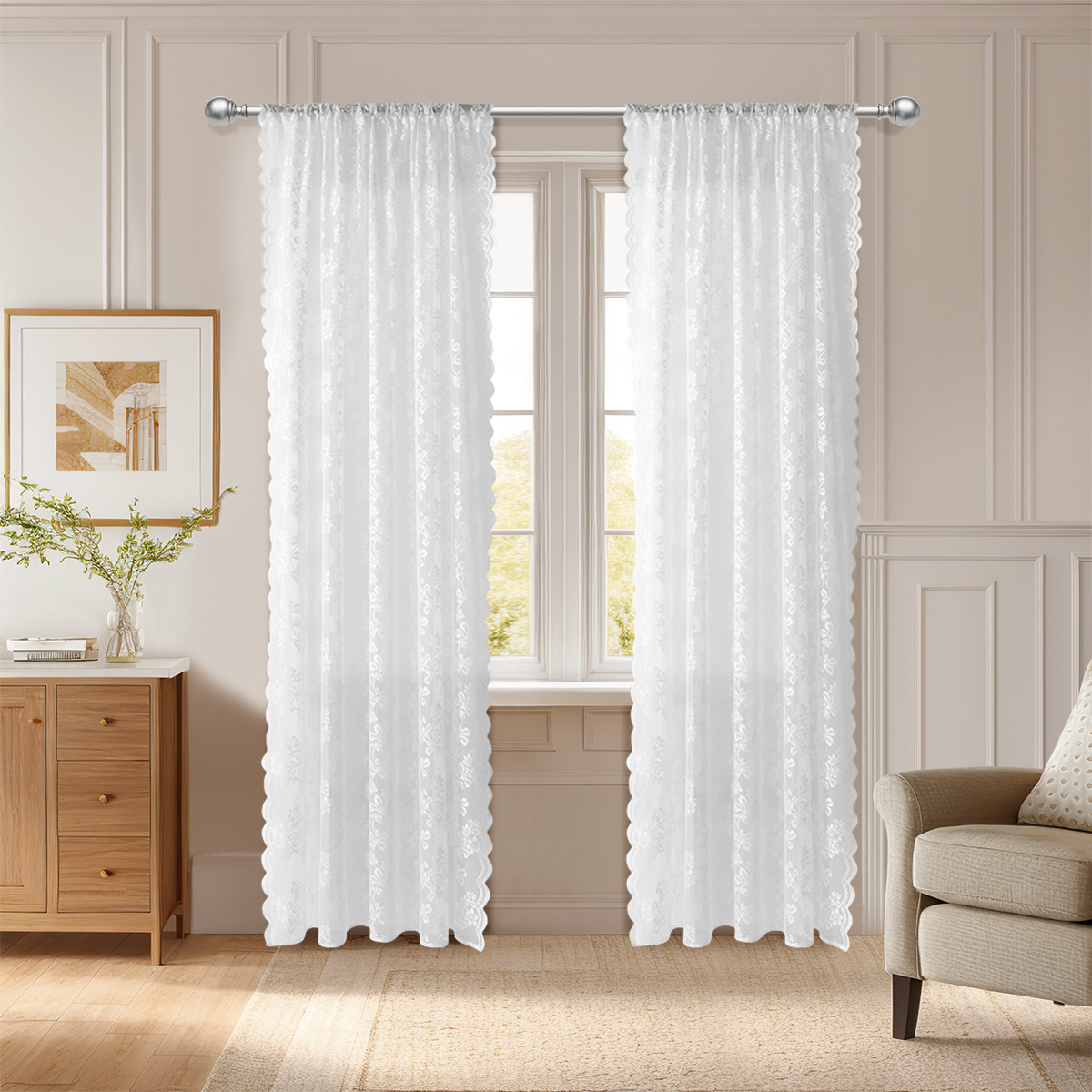 Flor transfronteriza de estilo coreano cortinas de encaje Amazon fabricantes al por mayor