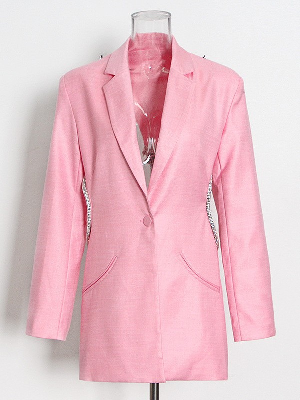Blazer con Espalda Descubierta para Mujer de Un Botón para Oficina