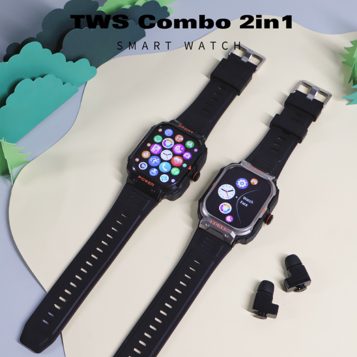 Explosión transfronteriza para adultos tres protección 2 - en - 1 auriculares Bluetooth reloj inteligente hombre deportivo de salud monitoreo de la frecuencia cardíaca