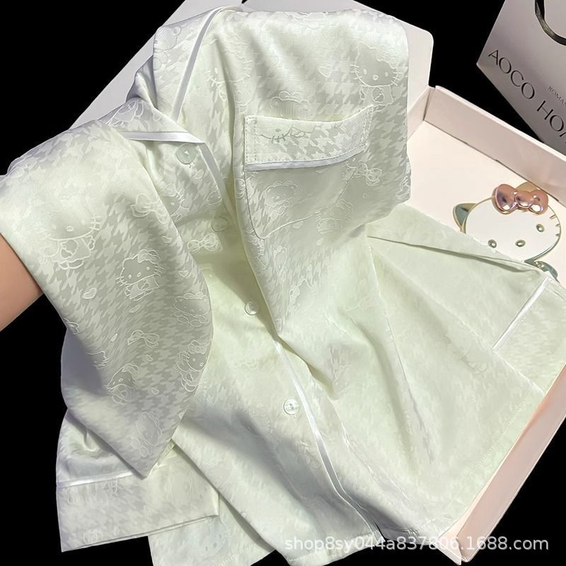 Butterfly imprimido pijama de primavera y otoño de mujeres nuevo 2025 seda de hielo ropa doméstica dos piezas de fábrica de comercio exterior transfronterizo