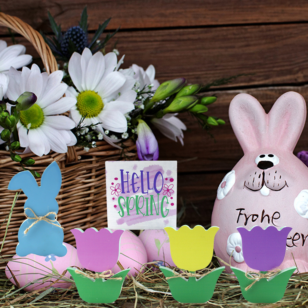Style Simple Lapin Fleur Bois Ornements display picture 2