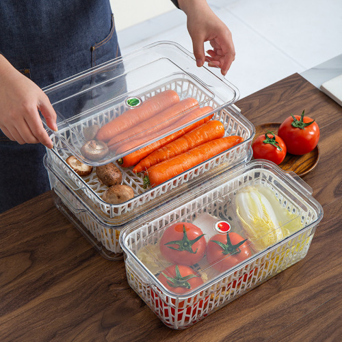 Refrigerator storage box, vegetable and fruit drain box, food-grade sealed storage box, egg storage and organization box