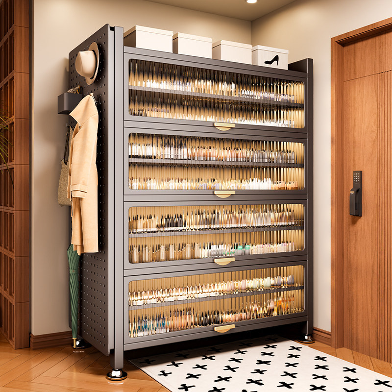 Steel Shoe Cabinet for Home Use, Dust-Proof Storage Cabinet for Entryway, Integrated Wall-Mounted Multi-Layer Large-Capacity Shoe Rack