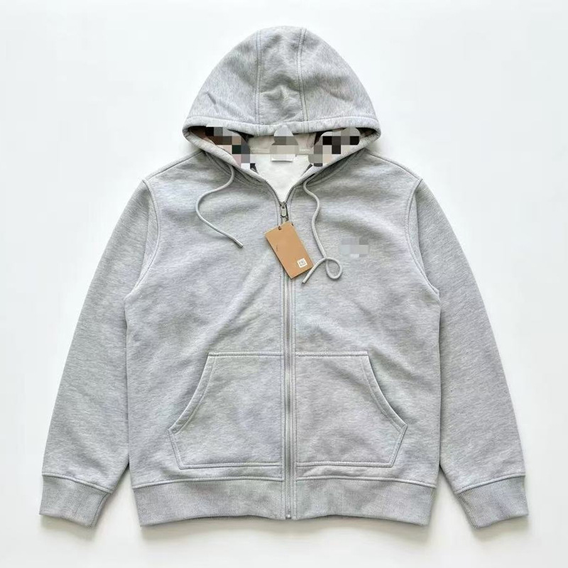 Original high-quality British-style hooded men's sweatshirt cardigan for cross-border European and American markets, with custom embroidered logo, men's black version