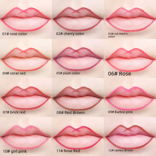 Yaliwei Wooden Thirteen Color Lip Liner Makeup Non-drip Matte Velvet Easy-to-Apply Lip Pen Wholesale