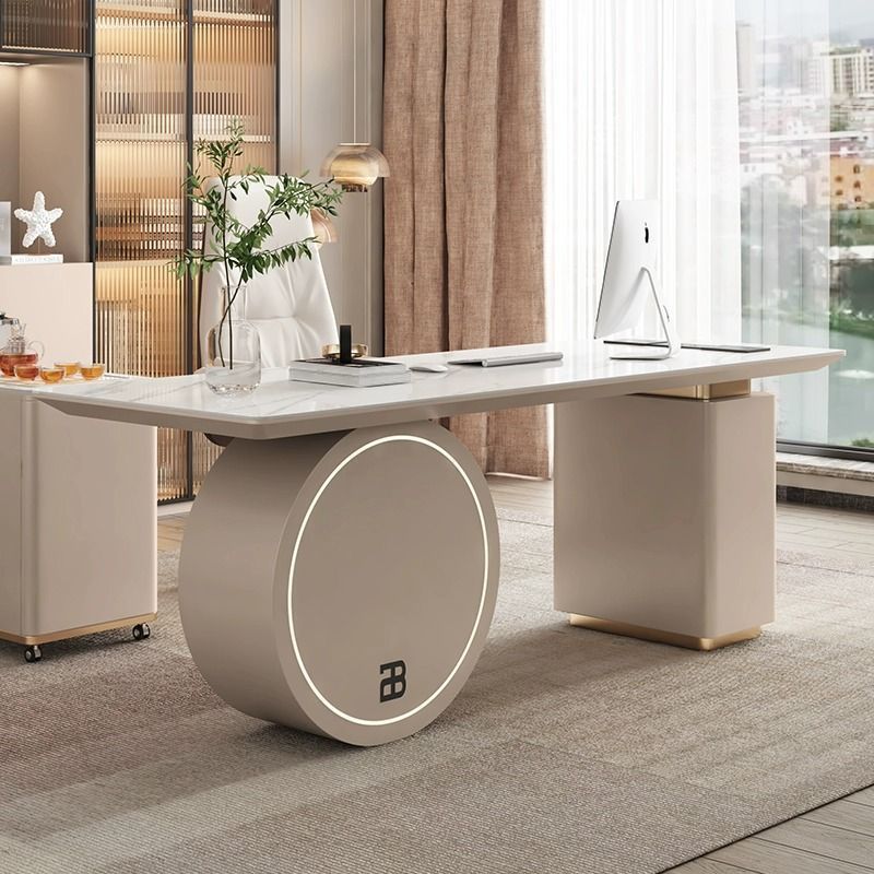 意式轻奢岩板书房书桌极简时尚现代简约电脑桌美容院咨询桌办公桌