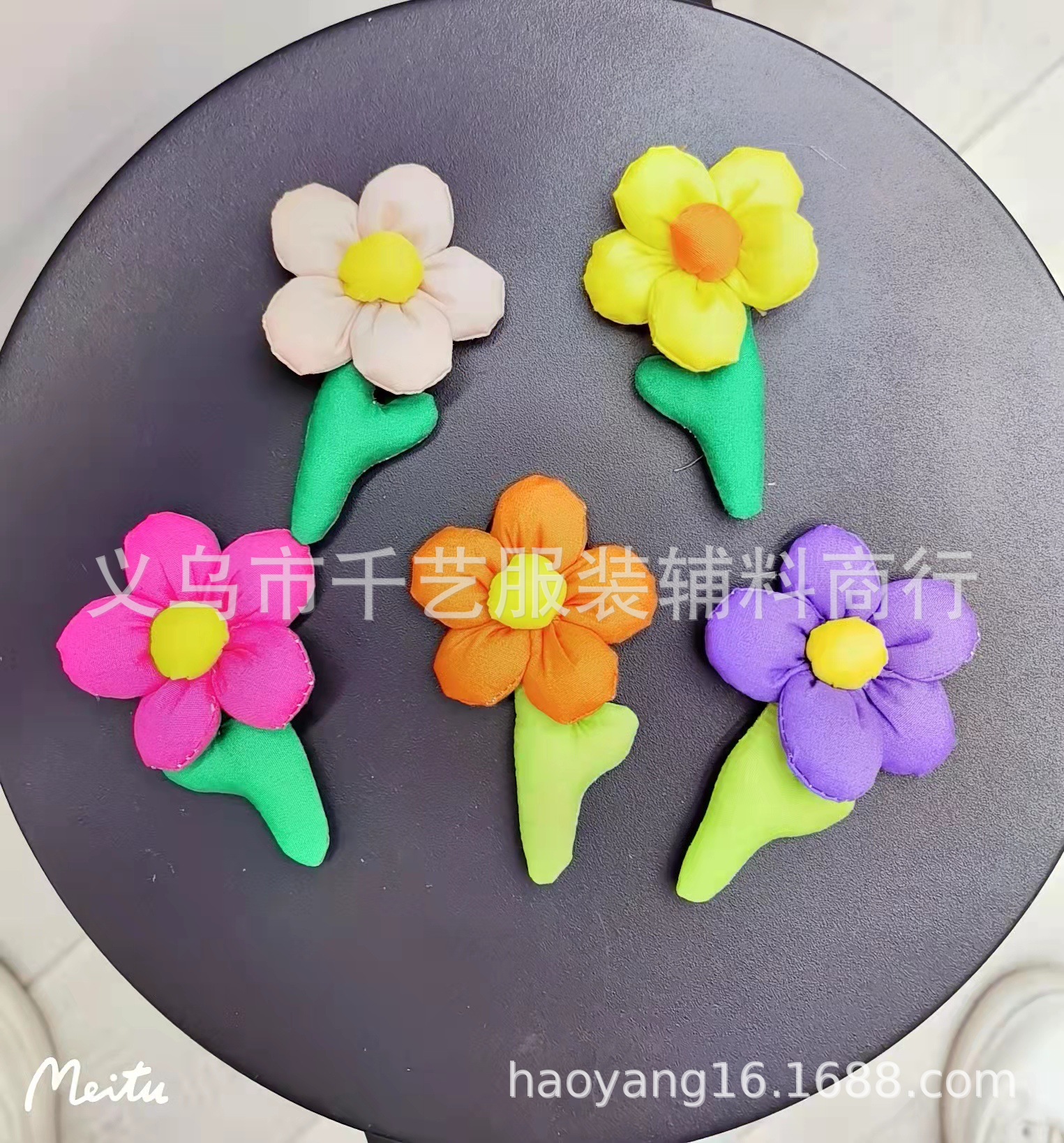 手工充棉加叶五瓣花饰品服饰DIY配件沙滩鞋手机壳饰品