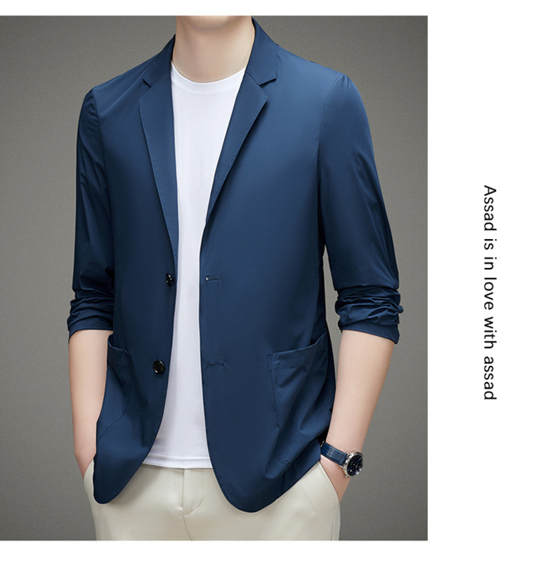 男士单西服春夏季轻薄款冰丝防晒衣高级感商务新款休闲小西装外套详情17