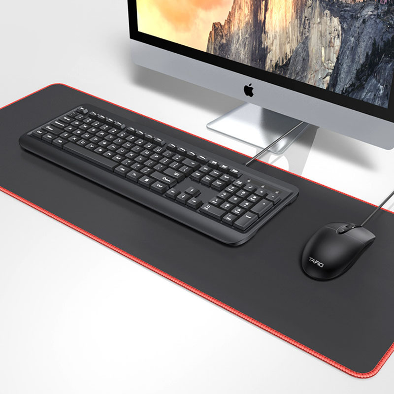 Cross-border e-sports gaming keyboard and mouse desk mat with full black and red edge computer desk mat mouse pad