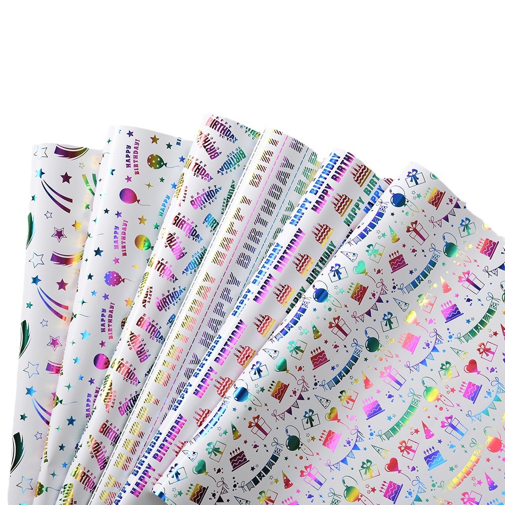 Nuevo papel de regalo transfronterizo día de San Valentín carta de globo de cumpleaños vela estrella colorida estampado papel de embalaje de regalo