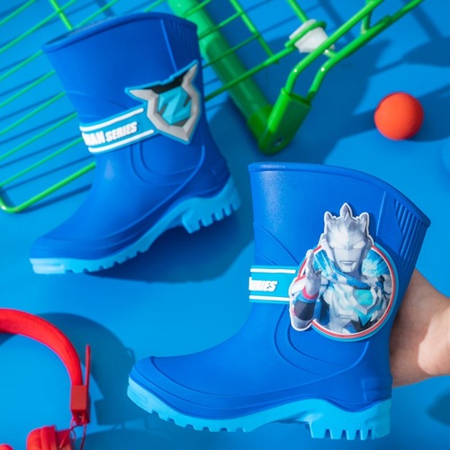 新款夏季高筒宇奥特曼雨靴迪迦泽塔卡通防水鞋中大儿童男孩套脚鞋