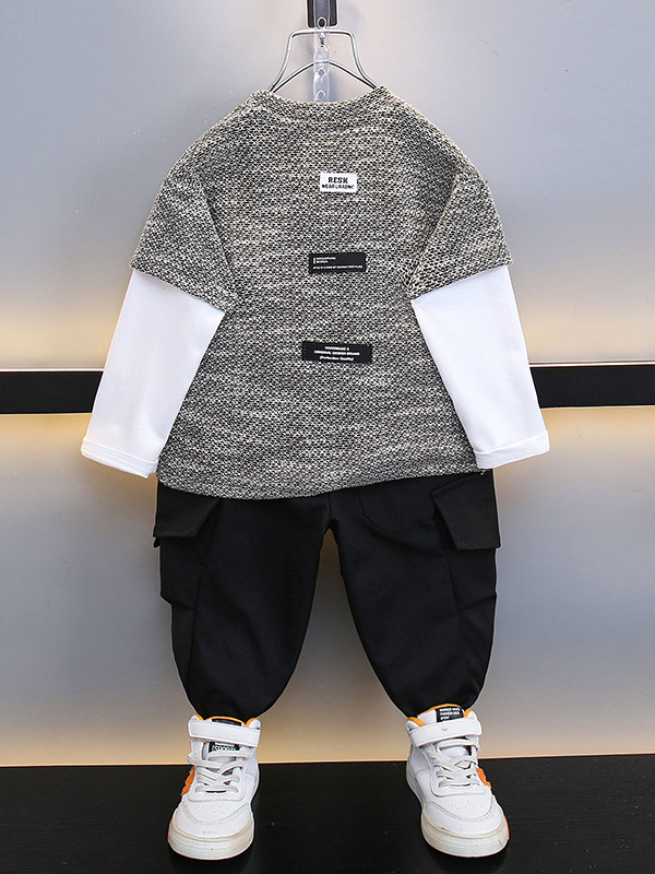 6136 Traje de otoño para niños Estilo occidental 2024 Nueva ropa para niños Ropa deportiva de otoño Dos suéteres casuales para niños Tendencia