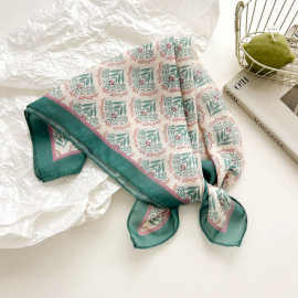 日系轻复古文艺叠穿森系碎花小方巾通勤丝巾领巾头巾棉麻围巾韩系