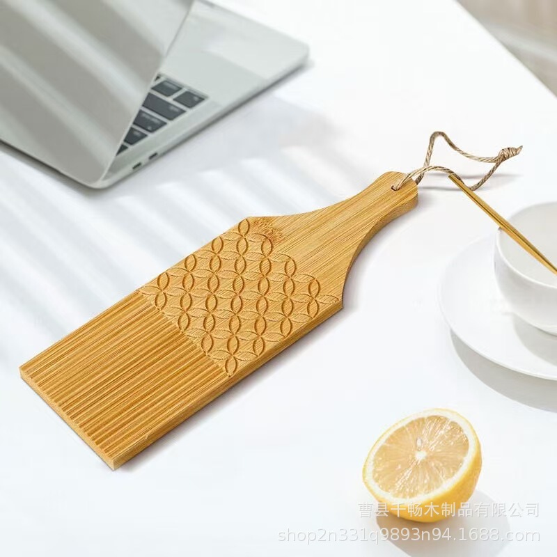 Pasta Kneading Board Cat Ear Noodle Handmade Mold Spiral Noodle Tool Striped Pattern Wooden Board
