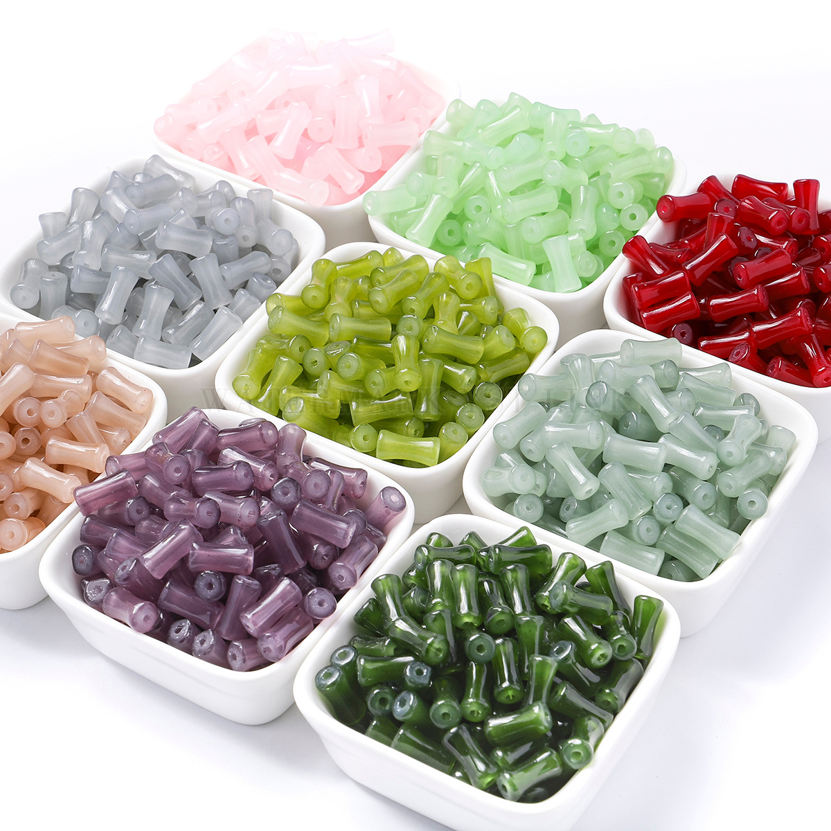 Imitation Jade Fine Bamboo Glass Loose Beads DIY Handmade Bracelet Jewelry Bracelet Necklace Accessories Handmade Materials