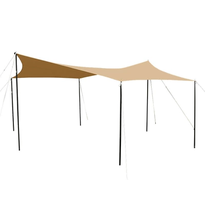 Outdoor Camping Canopy Tent, Sun Protection and Shading, Picnic Tc Cotton Tent, Travel Tent, in Stock, 24-Hour Delivery (Avtomobil yan çətirləri) - shallow-khaki-excluding-rods-5-8-people