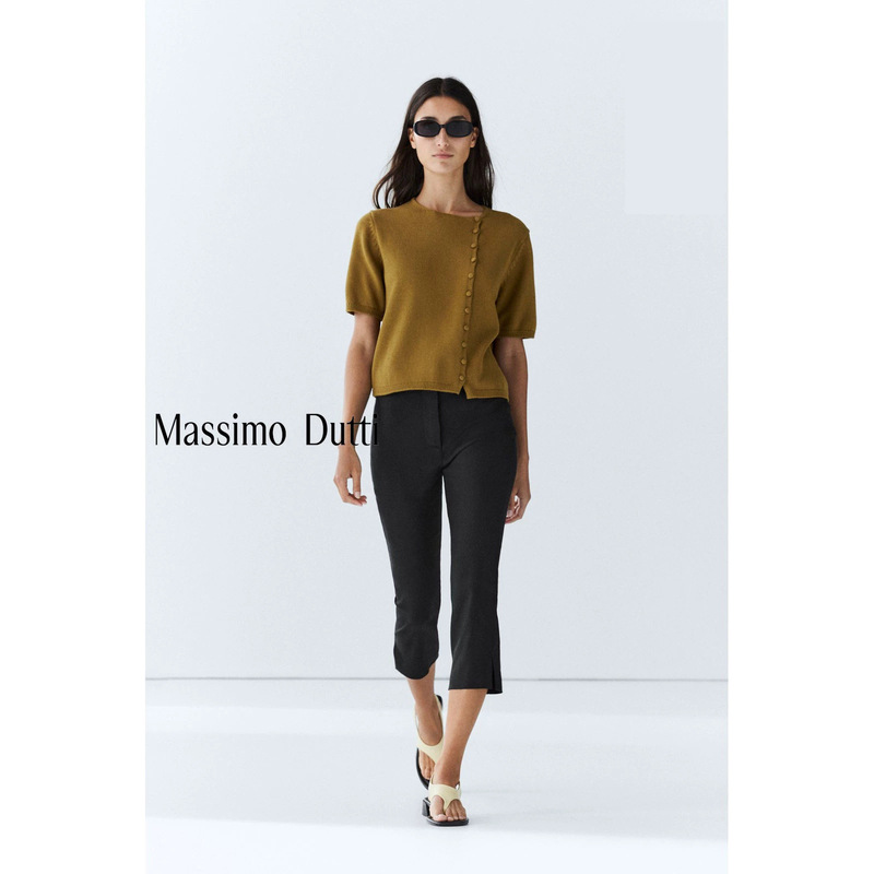 Summer New Massimo Dutti 2026 Women's French Style High-End Round Neck Short Sleeve Casual Knit Cardigan Summer New Massimo Dutti 2026 Women's French Style High-End Round Neck Short Sleeve Casual Knit Cardigan