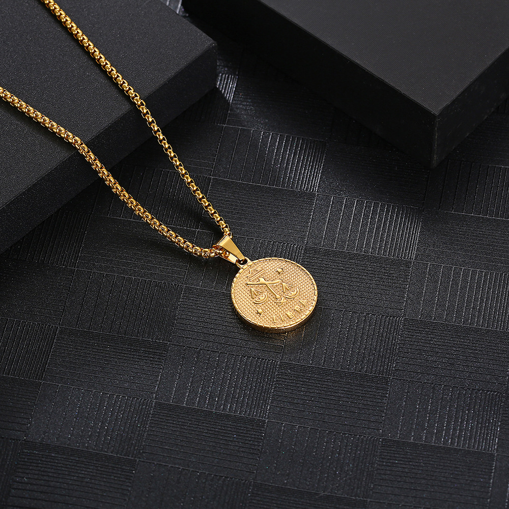 Fashion Constellation Titanium Steel Pendant Necklace Gold Plated Stainless Steel Necklaces