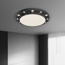 意式极简卧室吸顶灯新款设计师轻奢高级感黑色圆形主卧儿童房间灯