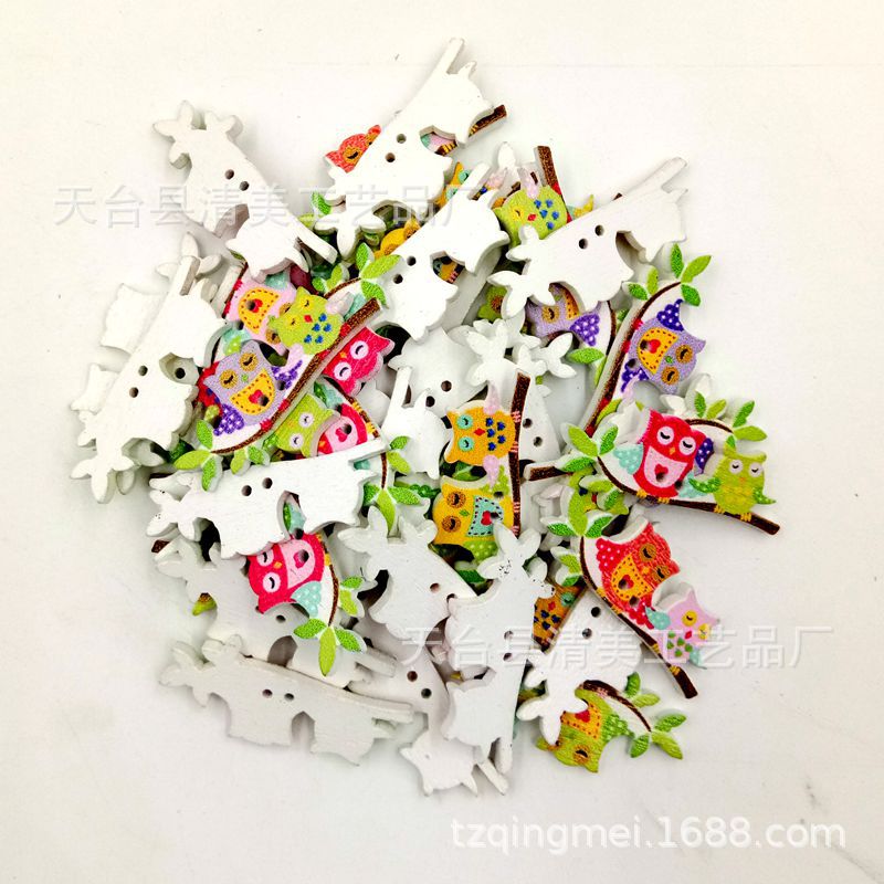 40*22mm fondo blanco búho de color, árbol de estación búho pequeño 50 por paquete