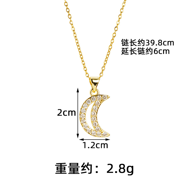 Collar de oro de arena vietnamita transfronterizo, estilo de lujo ligero, diamantes, luna hueca, diseño de nicho femenino, sentido del temperamento, joyería al por mayor