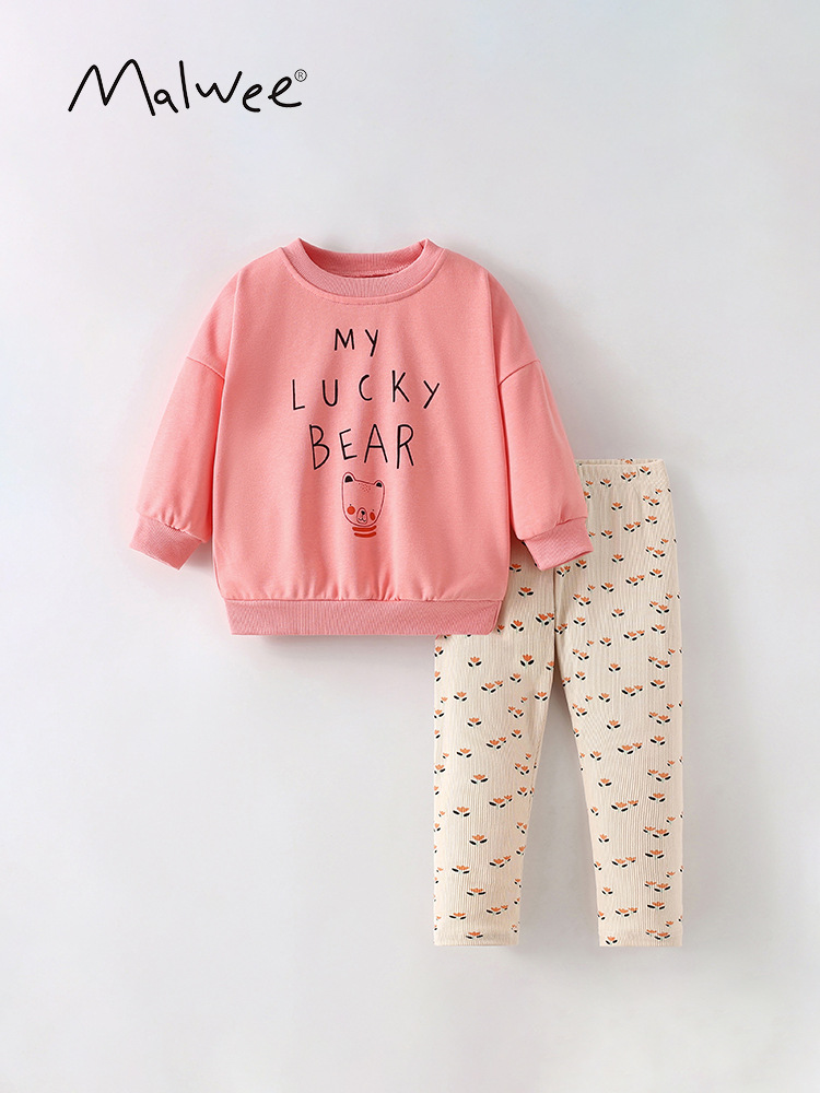 Malwee set de niñas otoño y invierno nuevo estilo europeo y americano para niños de mediana edad cuello redondo ocio manga larga para niñas de dos piezas