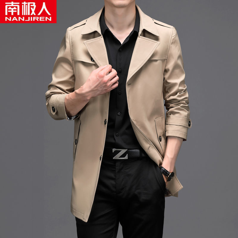 中长款中年英伦风衣男春秋加绒加厚韩版潮流爸爸装外套秋冬夹克50|undefined