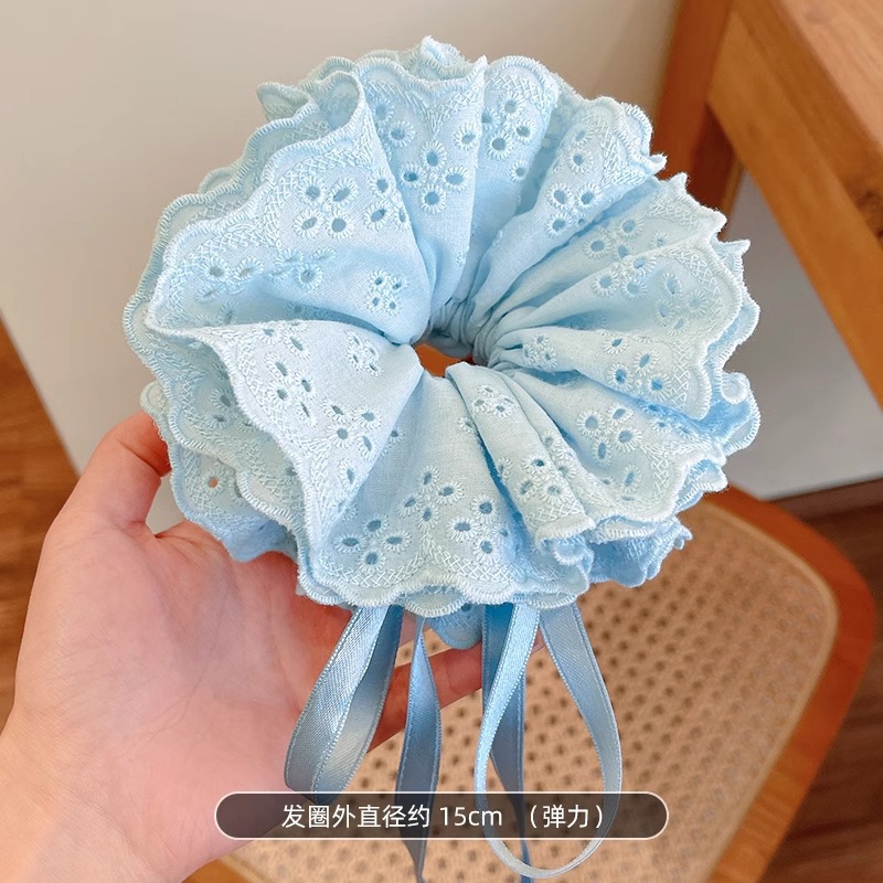 Pastoral viento intestino anillo de cabello mujer 2025 nuevo estilo de alta sensación bola de cabello cuerda de cabeza flor dulce princesa adornos de cabello cuerda