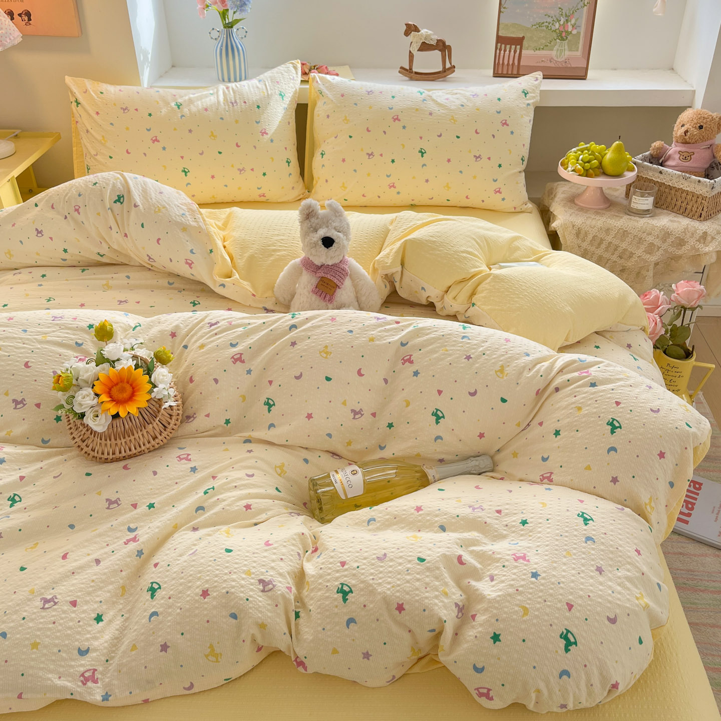 Dream world [class a maternal and infant grade puff yarn] / 【flat sheet style】0.9 three-piece set - duvet cover 150x200 cm