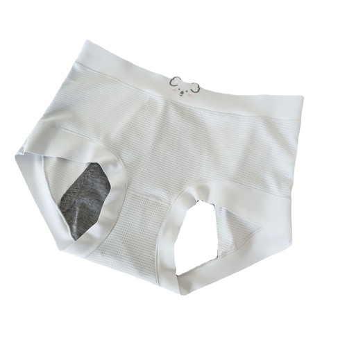 8088 Little Koala Anti-side Leakage Ice Silk Seamless Girls Mid-waist Menstrual Period Underwear Covering Buttocks Skin-Friendly Nude Briefs