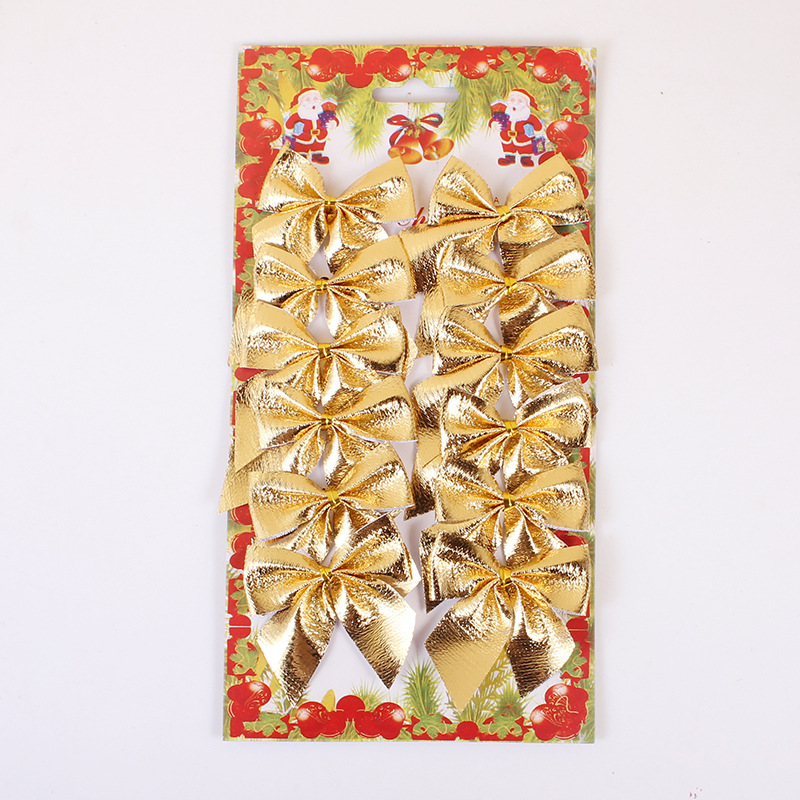 Navidad arco árbol de Navidad colgante de oro y plata 5cm un paquete de 12 envases de cartón rojo arco Decoración