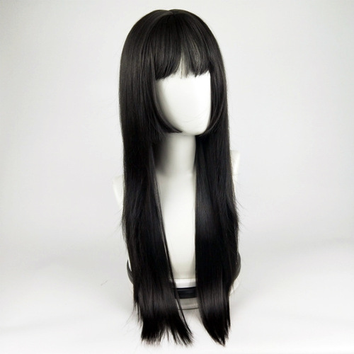 Anime wig for Cosplay Mahou Shoujo Madoka Magica Homura Akemi full headset black princess cut