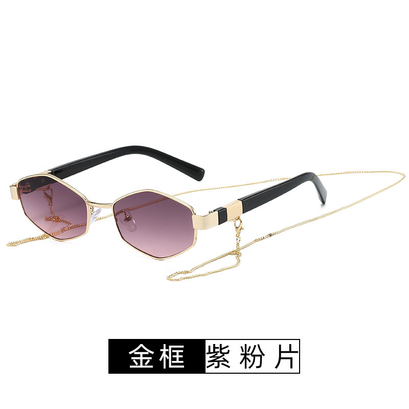 复古个性链条墨镜女轻奢风新款金属眼镜跨境欧美网红潮时尚太阳镜|undefined