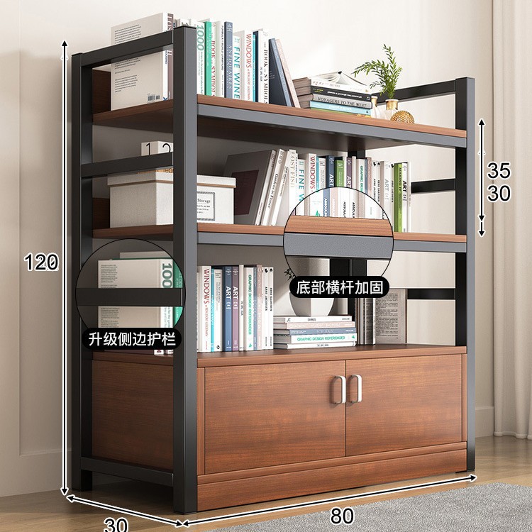 [굵게 두껍게 업그레이드 된 하단 크로스바] 깊은 호두 + 블랙 프레임 3 층 80cm