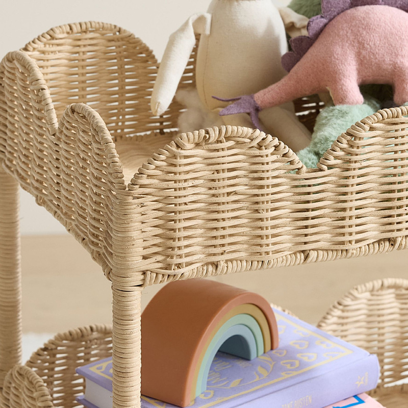 Estante de almacenamiento de baño de tela de caña Estante de almacenamiento multicapa de dormitorio con rodilla móvil de ordenamiento de artículos domésticos tipo de suelo