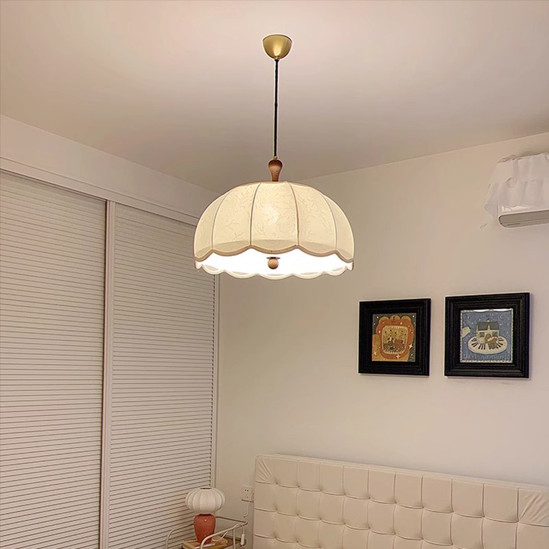 全光谱法式复古卧室吊灯北欧侘寂中古风布艺书房客厅主卧餐厅吊灯