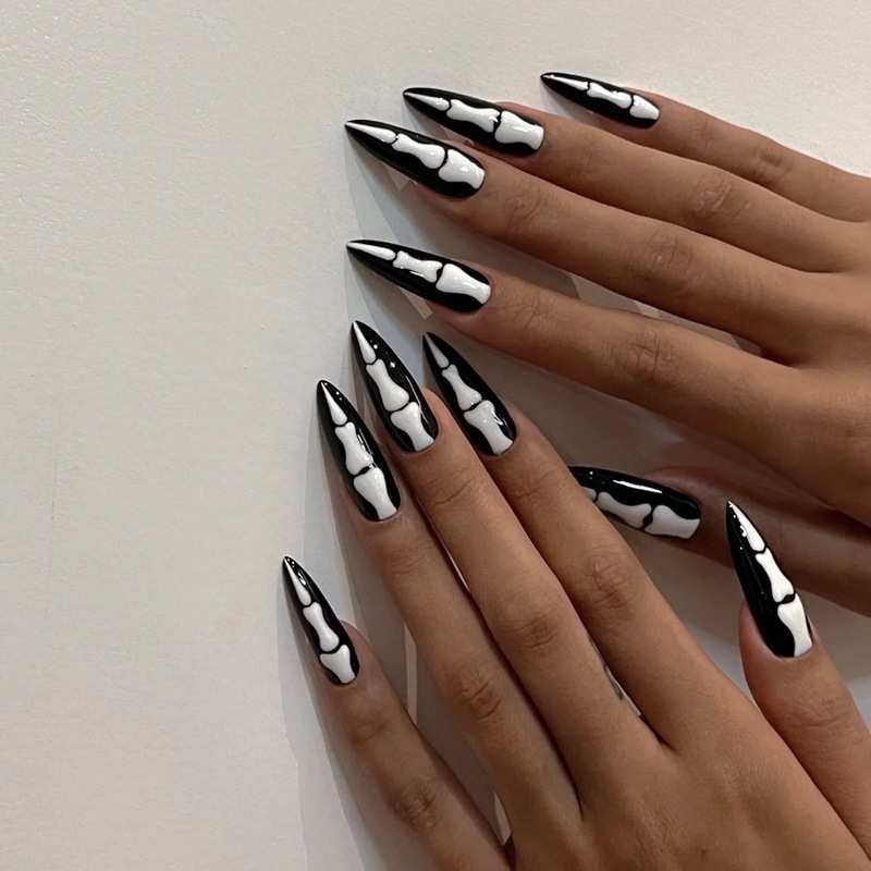 WM-29 Gothic Bone Women's Halloween Fake Nail Piece Wearing Manicure Stickers Finished Nail Piece Stickers Manicure Stickers Wholesale WM-29 Gothic Bone Women's Halloween Fake Nail Piece Wearing Manicure Stickers Finished Nail Piece Stickers Manicure Stickers Wholesale