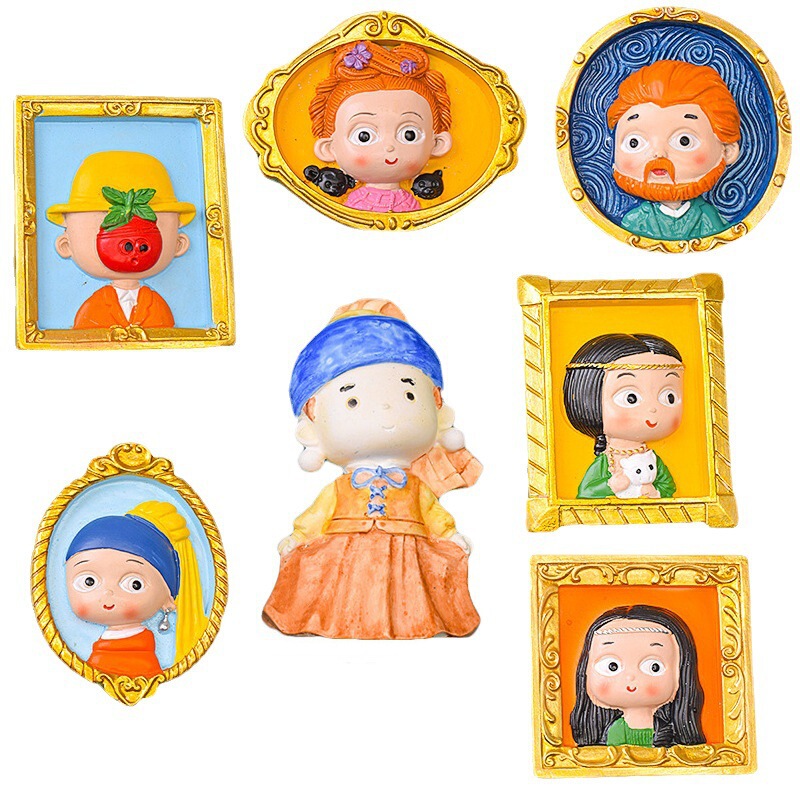 Creative Van Gogh Famous Painting Series Gypsum Doll Painting Handmade DIY Colored Magnetic Refrigerator Sticker Painted Graffiti Toy Creative Van Gogh Famous Painting Series Gypsum Doll Painting Handmade DIY Colored Magnetic Refrigerator Sticker Painted Graffiti Toy